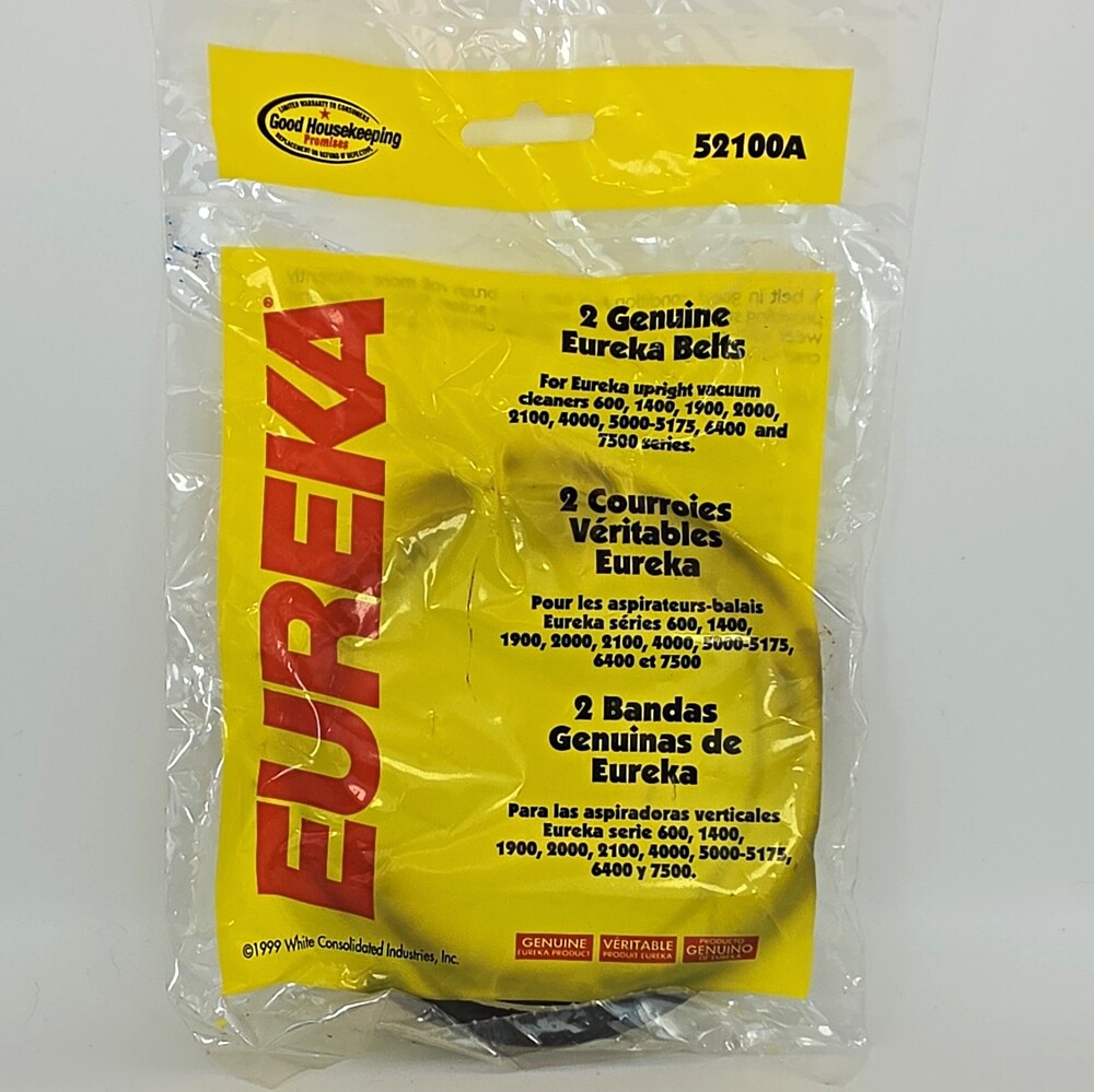 Genuine Eureka Vacuum Belts 52100A Style U 600 1400 1900 2000 4000 5000 2-Pack